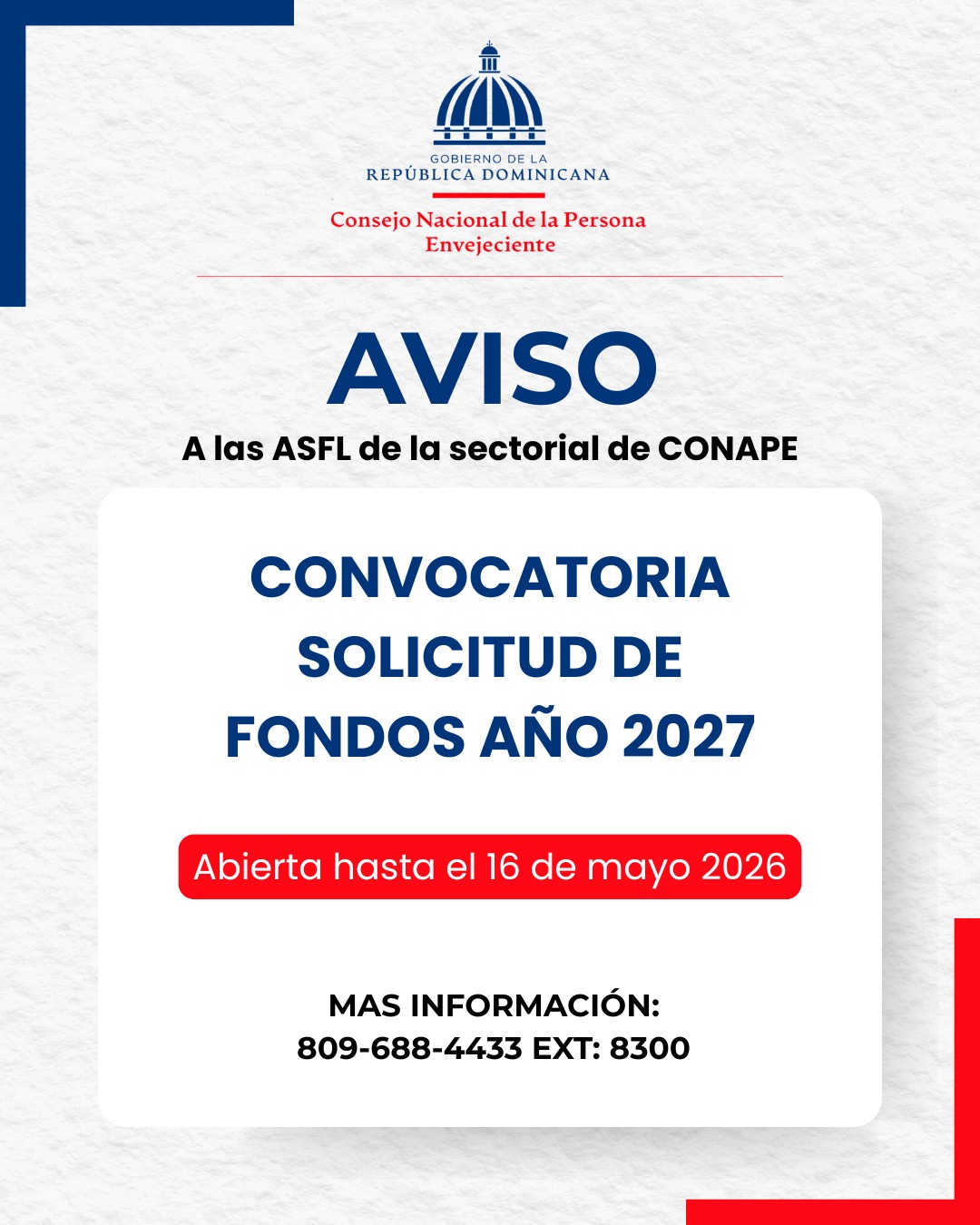 CONAPE convoca a ASFL del sector a presentar solicitudes de fondos para 2027