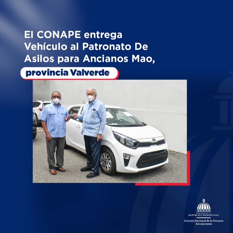CONAPE entrega vehículos a patronato de asilo para envejecientes de Valverde Mao envejecientes.